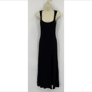 Reformation Bliss ribbed knit maxi dress black sleeveless stretch bodycon new XS